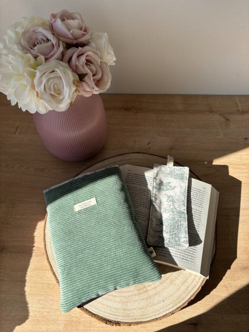 Housse Livre FORMAT BROCHE/BUJO Elisabeth - Douceur sauge/ Histoire sauge