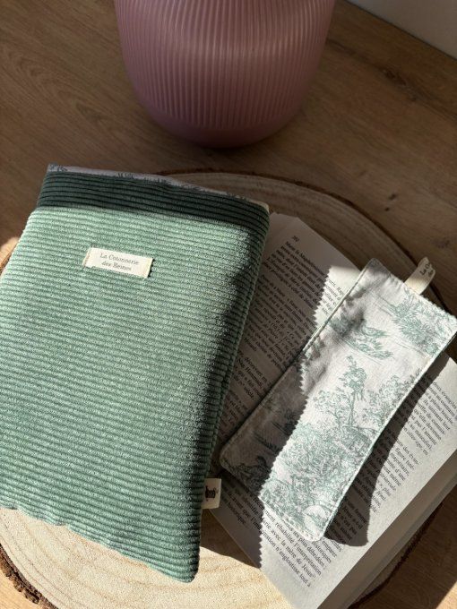 Housse Livre FORMAT BROCHE/BUJO Elisabeth - Douceur sauge/ Histoire sauge