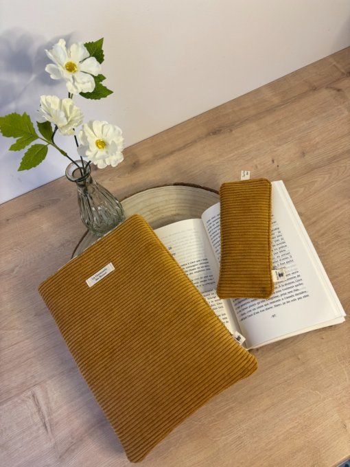 Housse Livre FORMAT BROCHE/BUJO Elisabeth - Douceur Ocre/ Azura