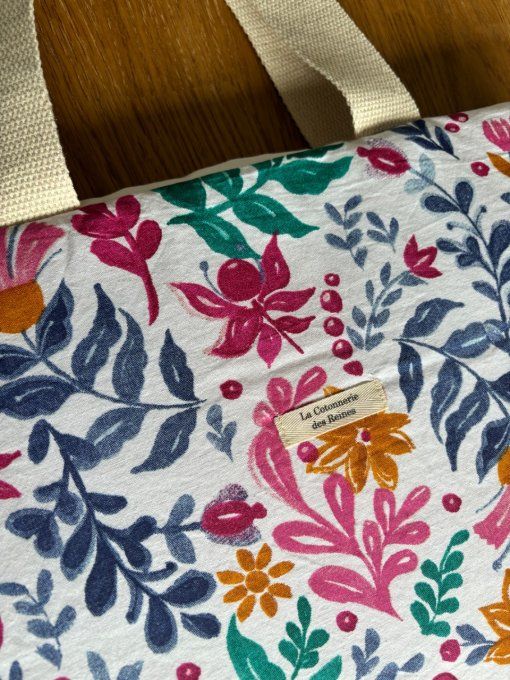 Sac Aliénor - Bain de fleurs/ coton écru 
