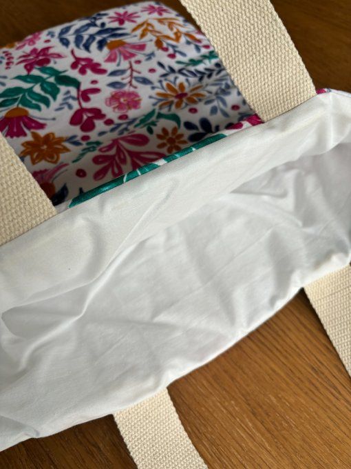 Sac Aliénor - Bain de fleurs/ coton écru 