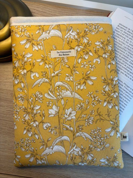 Housse Livre BROCHE - BULLET JOURNAL Elisabeth - Fleurs d'or