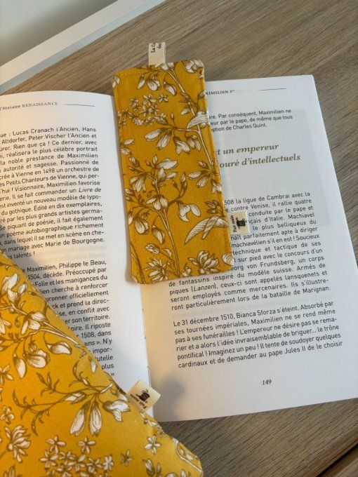 Housse Livre BROCHE - BULLET JOURNAL Elisabeth - Fleurs d'or