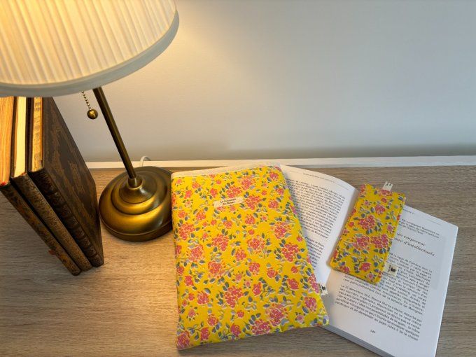 Housse Livre FORMAT BROCHE/BUJO Elisabeth - Lila jaune