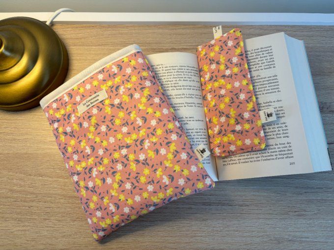 Housse Livre POCHE Hortense - Bouquet corail