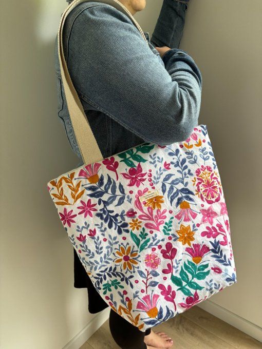 Sac Aliénor - Bain de fleurs/ coton écru 