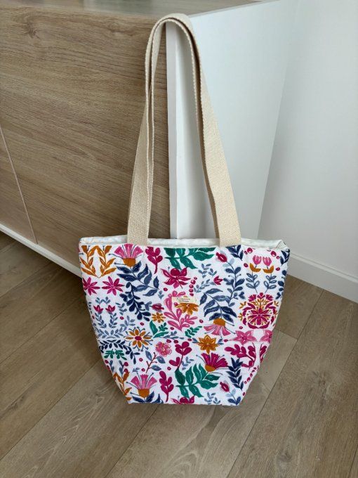 Sac Aliénor - Bain de fleurs/ coton écru 