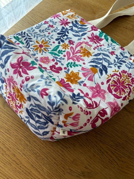 Sac Aliénor - Bain de fleurs/ coton écru 