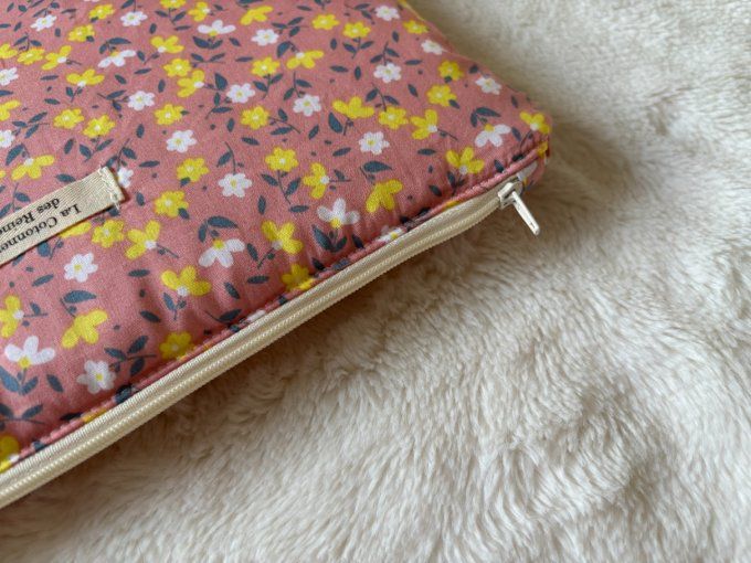 Pochette Athénaïs - Bouquet corail/ Coton écru