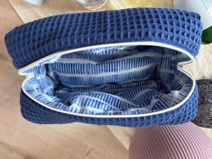 Ensemble de toilette Eugénie - Nid d'abeille Marine/ croisière