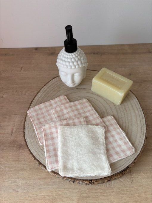 Ensemble de toilette Eugénie - Vichy rose dentelle