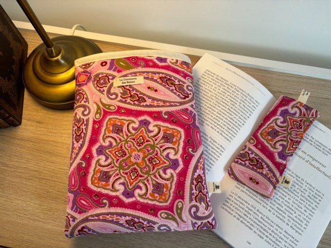 Housse Livre BROCHE - BULLET JOURNAL Elisabeth - Cachemire