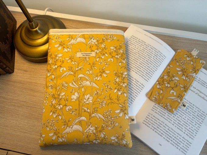 Housse Livre BROCHE - BULLET JOURNAL Elisabeth - Fleurs d'or