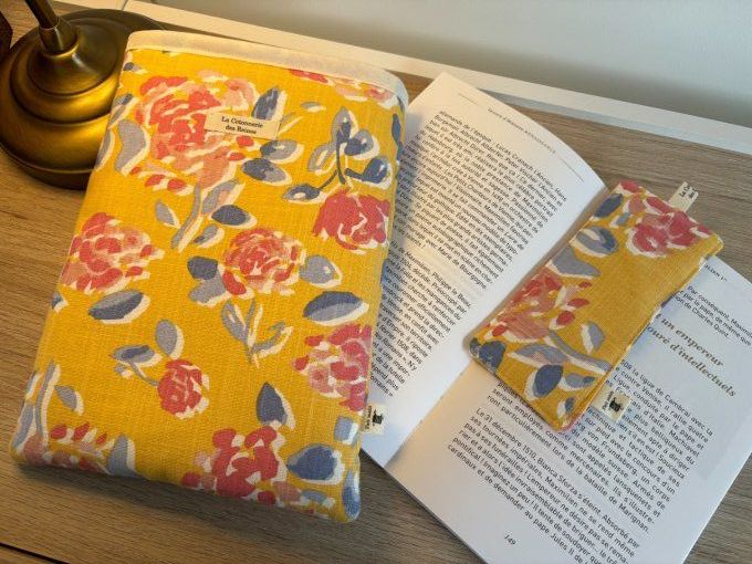 Housse Livre BROCHE - BULLET JOURNAL Elisabeth - Hortensia