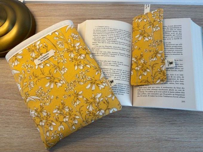 Housse Livre POCHE Hortense - Fleurs d'or 